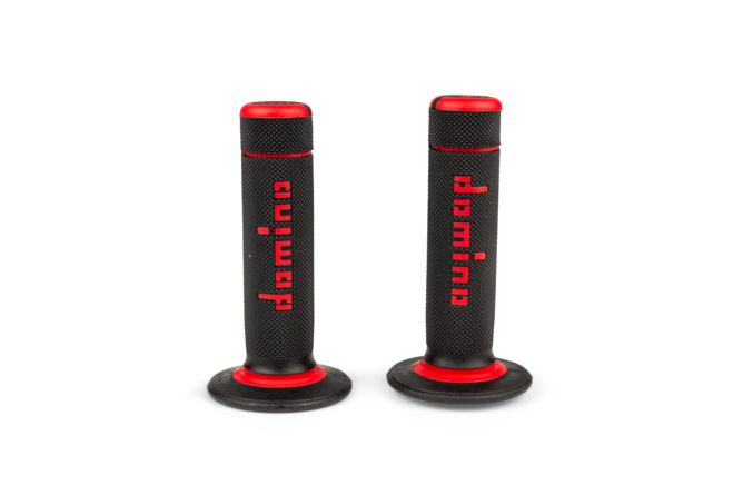 Puños Motocross Domino A020 Doble Densidad Negro / Rojo