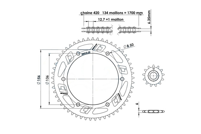 Kettensatz 13x53 Alu - 420 Doppler Fantic XM / XE rot