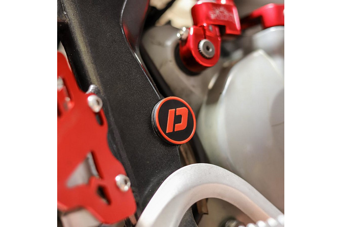 Bouchon de cadre Doppler Rieju MRT / Sherco noir / blanc (x2)