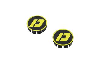 Bouchon de cadre Doppler Rieju MRT / Sherco noir / jaune (x2)