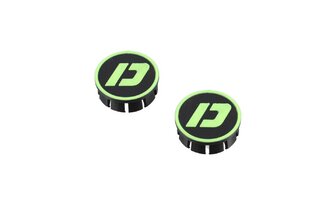 Bouchon de cadre Doppler Derbi Senda noir / jaune fluo (x2)