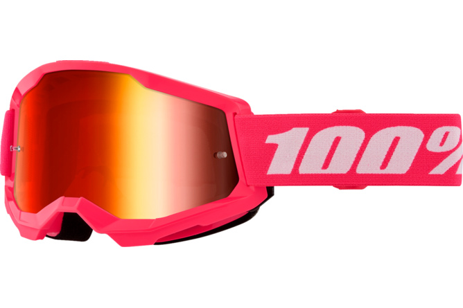 Gafas de Motocross 100% Strata 2 Rosa / Lente Espejo Rojo