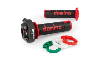 Gasgriff 4T Domino XM2 mit Griffgummis Schwarz / Rot