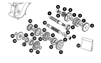 Ersatzteile Minarelli AM6 Getriebe 1.Serie bis 2009 (Motornummer 174A 100 1001)