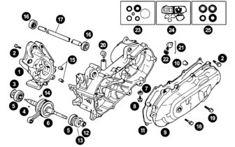 Pezzi di ricambio Minarelli orizzontale - Carter + Albero motore