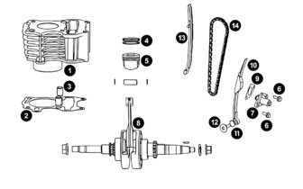 Spare Parts Peugeot 4-stroke (SYM) - Crankshaft + Cylinder