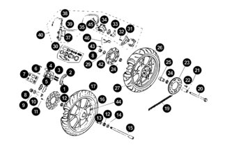 Pièces détachées Rieju RS3 euro 4 roues / frein / chaîne