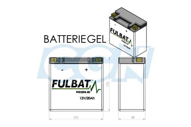 Batteria Fulbat FHD20HL-BS 12V - 20Ah Gel senza manutenzione - pronta per l'installazione