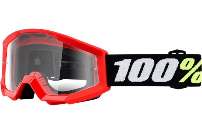 Gafas Motocross 100% Strata Mini (Infantil) Rojo / Vidrio Transparente