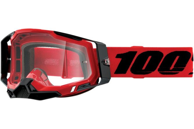 Gafas Motocross 100% Racecraft 2 Rojo Vidrio Transparente