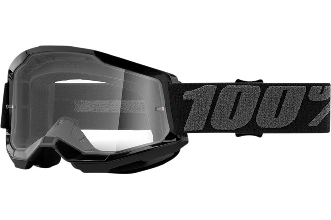 Gafas Motocross 100% Strata 2 Negro / Vidrio Transparente
