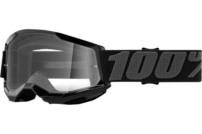 Gafas Motocross 100% Strata 2 Infantil Negro Vidrio Transparente