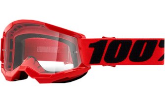 Gafas Motocross 100% Strata 2 Infantil Rojo Vidrio Transparente