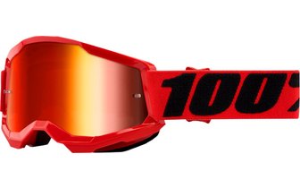 Gafas Motocross 100% Strata 2 Infantil Rojo / Vidrio Azul Espejado