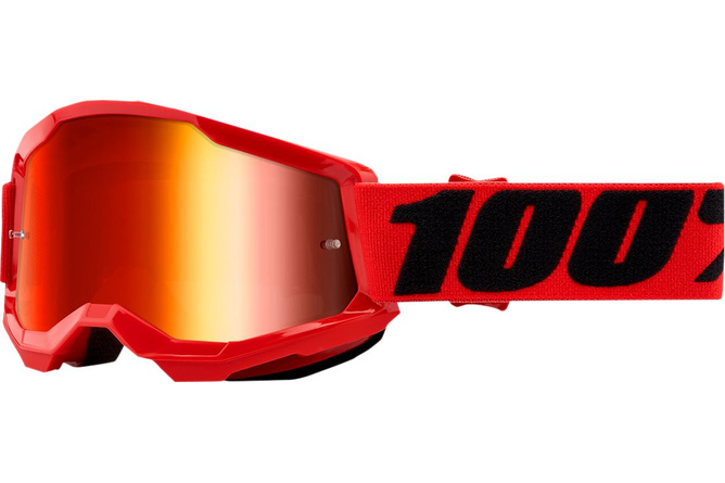 Gafas Motocross 100% Strata 2 Infantil Rojo / Vidrio Azul Espejado