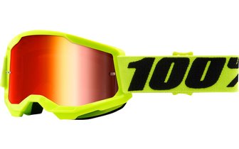 Gafas Motocross 100% Strata 2 Infantil Amarillo Vidrio Rojo Espejado