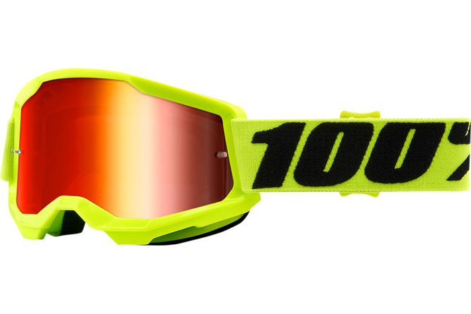 Gafas Motocross 100% Strata 2 Infantil Amarillo Vidrio Rojo Espejado