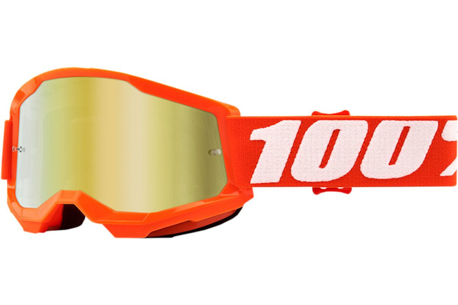 Gafas Motocross 100% Strata 2 Infantil Naranja Vidrio Dorado Espejado