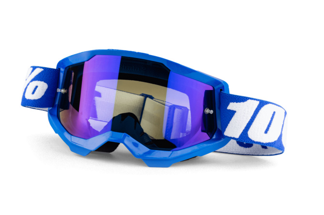 Gafas Motocross 100% Strata 2 Azul / Vidrio Azul Espejo