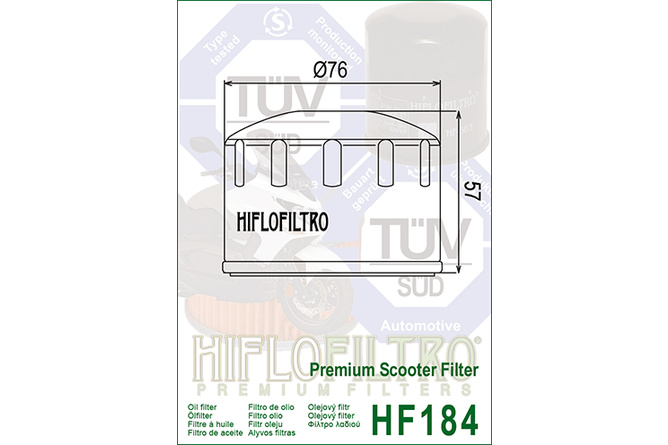 Filtro Aceite Hiflofiltro HF184 Piaggio MP3 400cc / Gilera 500cc Fuoco