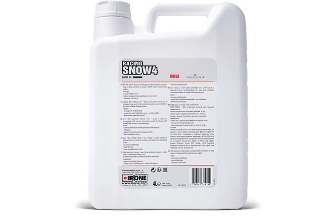 4-Stroke Engine Oil 0W40 Ipone Snow 4 Racing 100% synthetic 4L