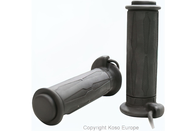 Poignées chauffantes Koso 1" + 1 1/8" L=130mm Noire avec interrupteur externe