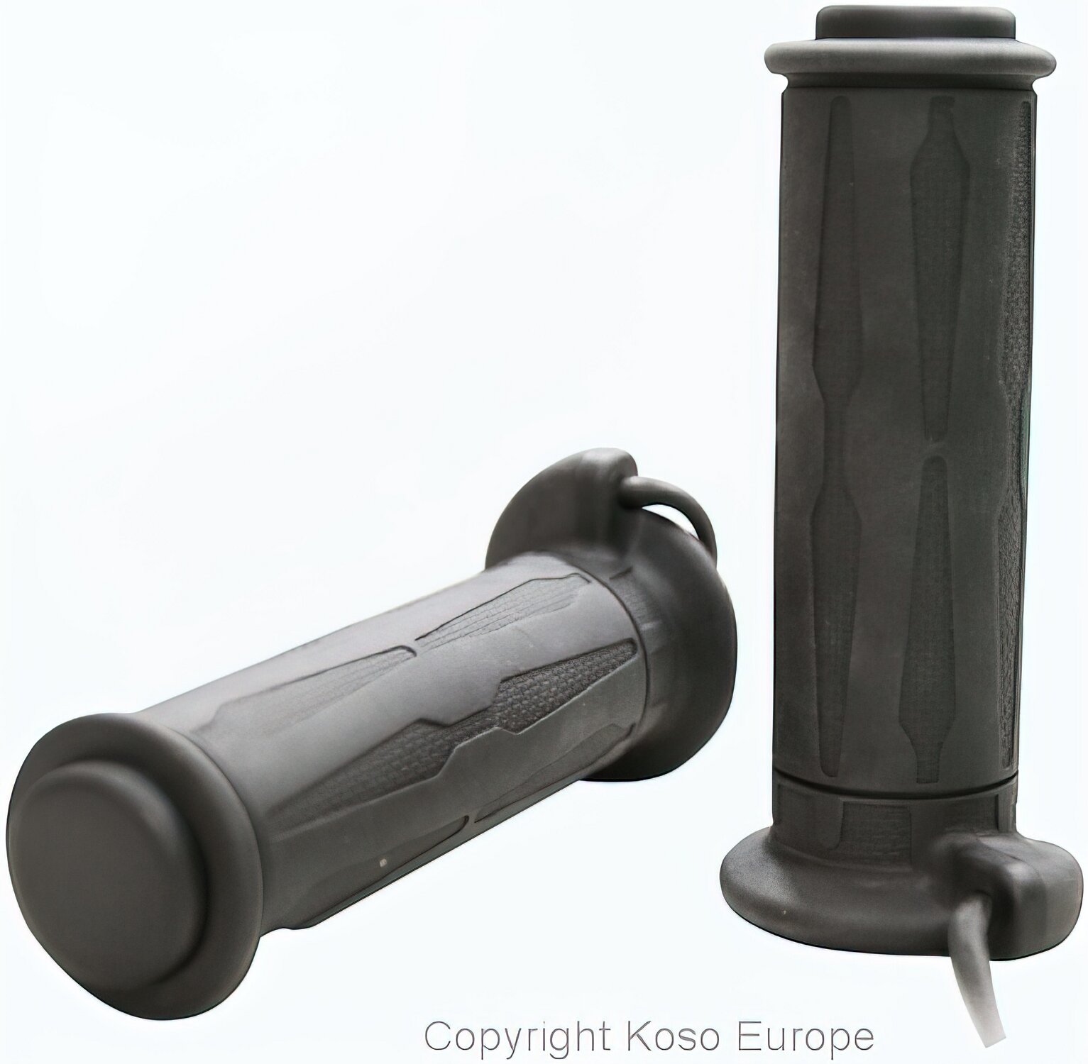 Poignées chauffantes Koso 1 + 1 1/8 L=130mm Noire avec interrupteur  externe