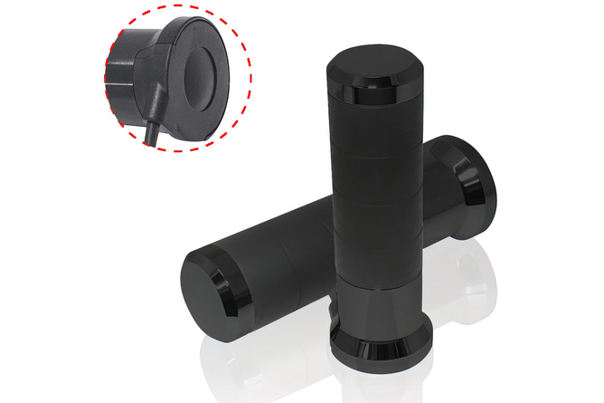 Empuñaduras Calefactables Koso Titanio 7/8" + 1" L=120mm Negro con Interruptor Externo