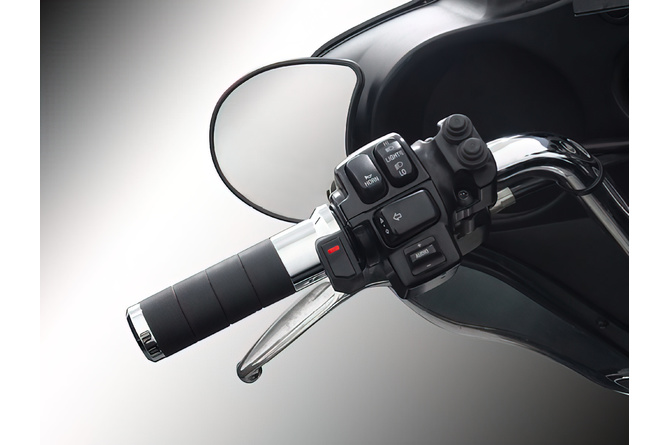 Heated Grips Koso Titan-X chrome w. integrated switch Harley Davidson w. electr. Throttle