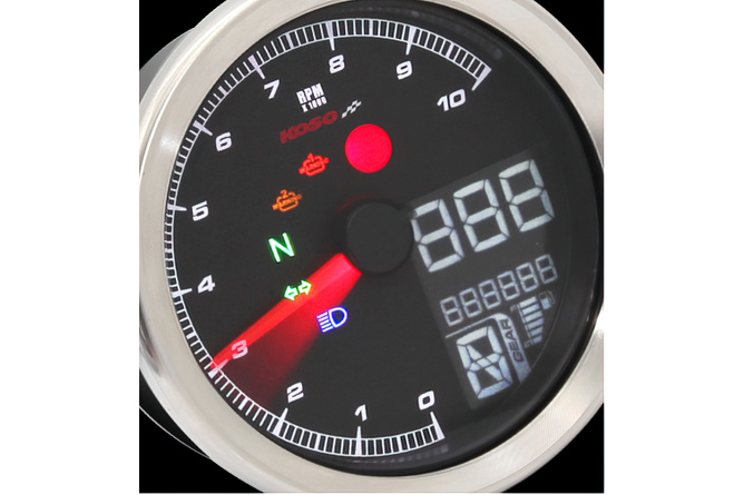 Speedometer / Tachometer Koso TNT-04 chrome max. 10000 rpm / 360km/h