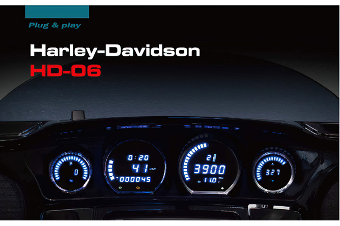 Tableau de bord LED 4 instruments Koso HD-06 Bleu / Noir Harley Davidson Touring après 2014