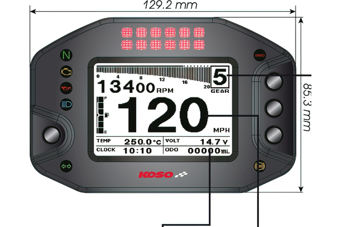 Speedometer multi-function Koso RS2