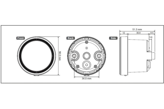 Tachometer Koso D48 TNT-05 up to 12,000 rpm Black