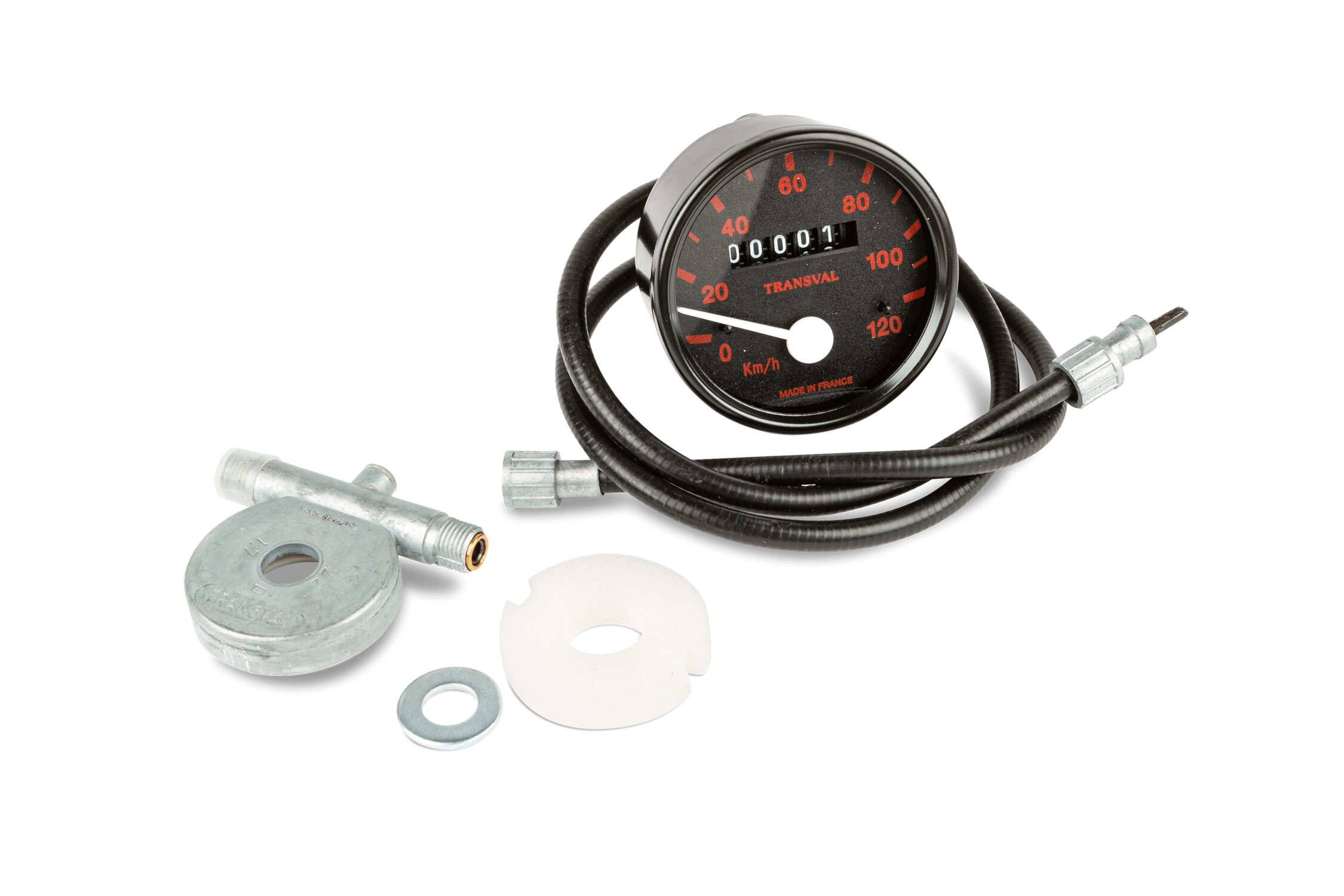 Compteur De Vitesse Transval 120 Km/h Pour Peugeot 103 SPX/RCX - Kit Avec Câble Et Entraîneur 20x1.6 - 12
