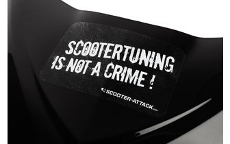 Autocollant ''Scootertuning is not a crime'', noir/blanc - transparent 115x80mm