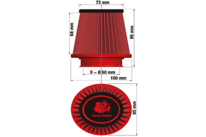Malossi filtro aria Red filter E18 diametro 60mm per carburatori