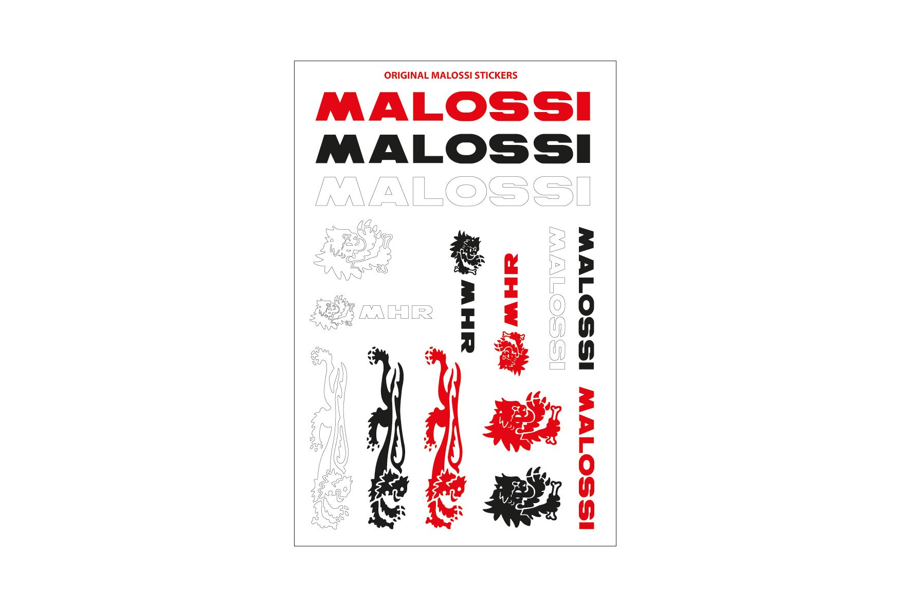thumbnail interactive-video image 1 of Malossi Sticker Sheet – 25x35cm – Bike, Moped, Scooter Racing Decals – Tuning Vinyl 1 of 6