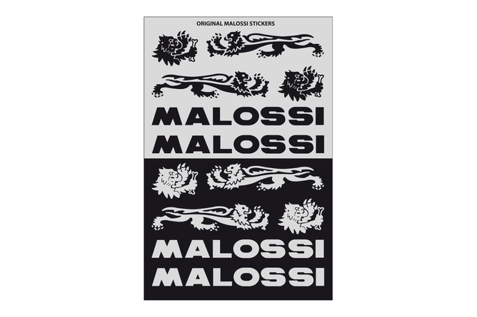 Aufkleber Bogen Malossi Mini 11,5x16,8cm schwarz / silber