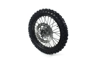 Ruota / Cerchio anteriore acciaio d.15mm - 14'' con pneumatico Yuanxing Pit Bike / Dirt Bike nero
