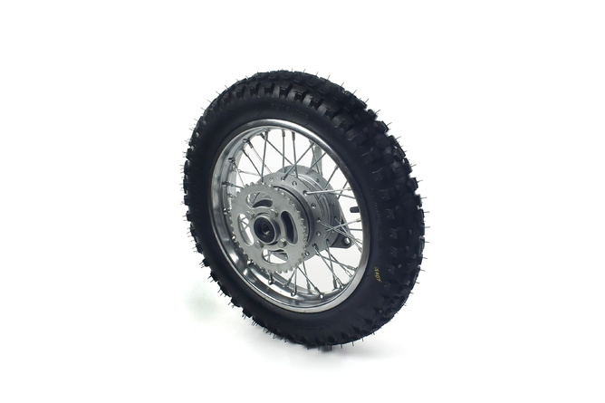 Rear Wheel / Rim steel drum brake d.12mm - 12'' incl. tire Pit Bike / Dirt Bike black