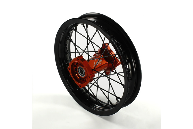 Felge hinten / Hinterrad Alu Nabe CNC 15mm Achse - 12'' Volt Racing Pit Bike / Dirt Bike orange