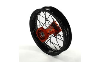 Llanta trasera / Rueda trasera Alu Hub CNC 15mm Eje - 12'' Volt Racing Pit Bike / Dirt Bike naranja