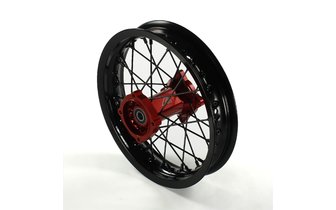 Ruota / Cerchio anteriore mozzo alluminio CNC asse 15mm - 14'' Volt Racing Pit Bike / Dirt Bike rosso
