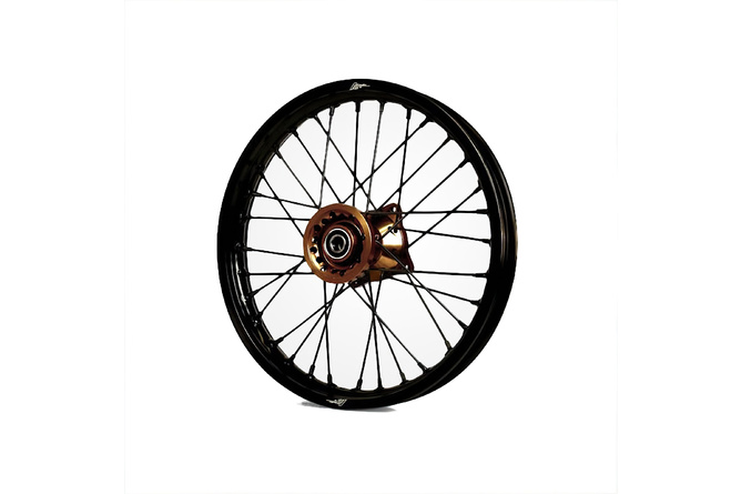 Ruota / Cerchio anteriore mozzo alluminio CNC asse 15mm - 14'' Volt Racing Pit Bike / Dirt Bike Sugar Brown