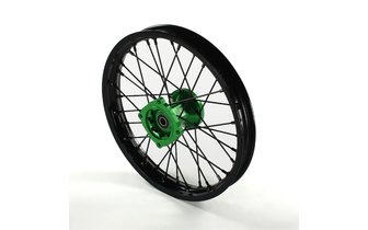 Ruota / Cerchio anteriore mozzo alluminio CNC asse 15mm - 14'' Volt Racing Pit Bike / Dirt Bike verde