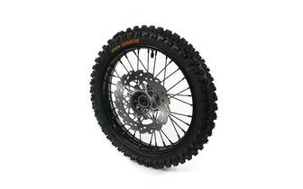 Ruota / Cerchio anteriore acciaio d.15mm - 14'' con pneumatico Kenda Pit Bike / Dirt Bike nero