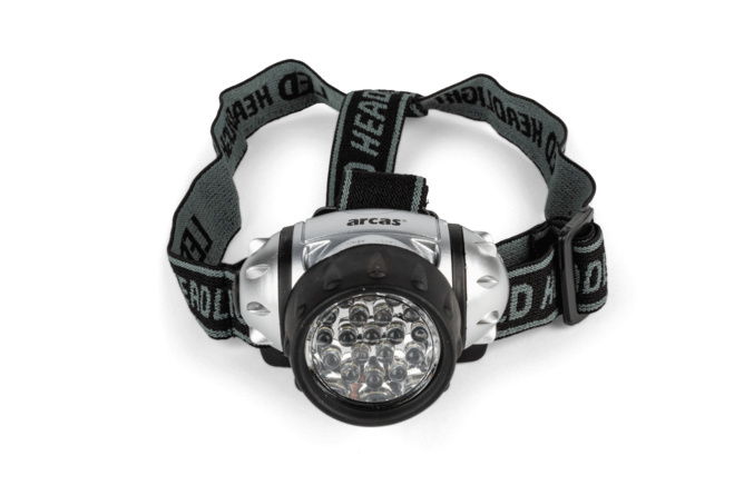 Stirnlampe/Kopflampe 8 LEDs 3 Leuchtmodi Magnethalter ohne Batterien