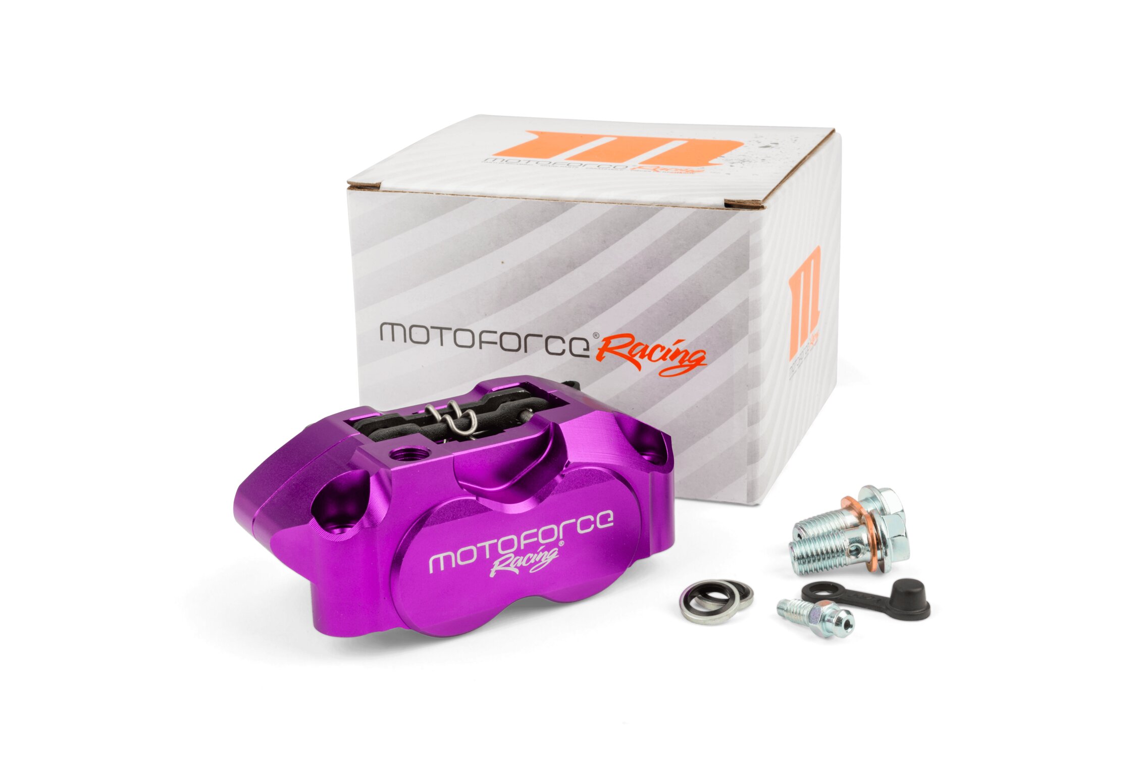 Étriers De Frein Radial 4 Pistons MotoForce Racing - Avant/Arrière - Rouge - Neuf