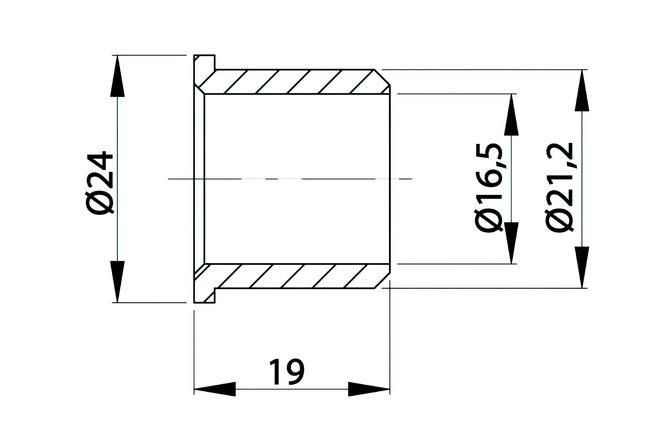 Buchse Tretlager Buzzetti Puch mit Tretkurbel d.16,5x21,2x19mm