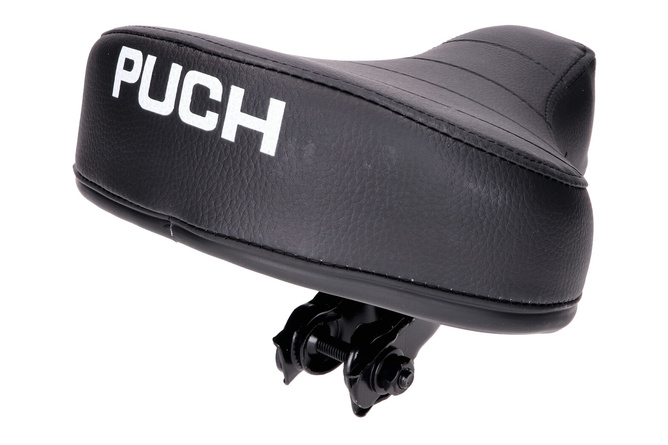 Seat flat black quilted spring-mounted with Puch logo